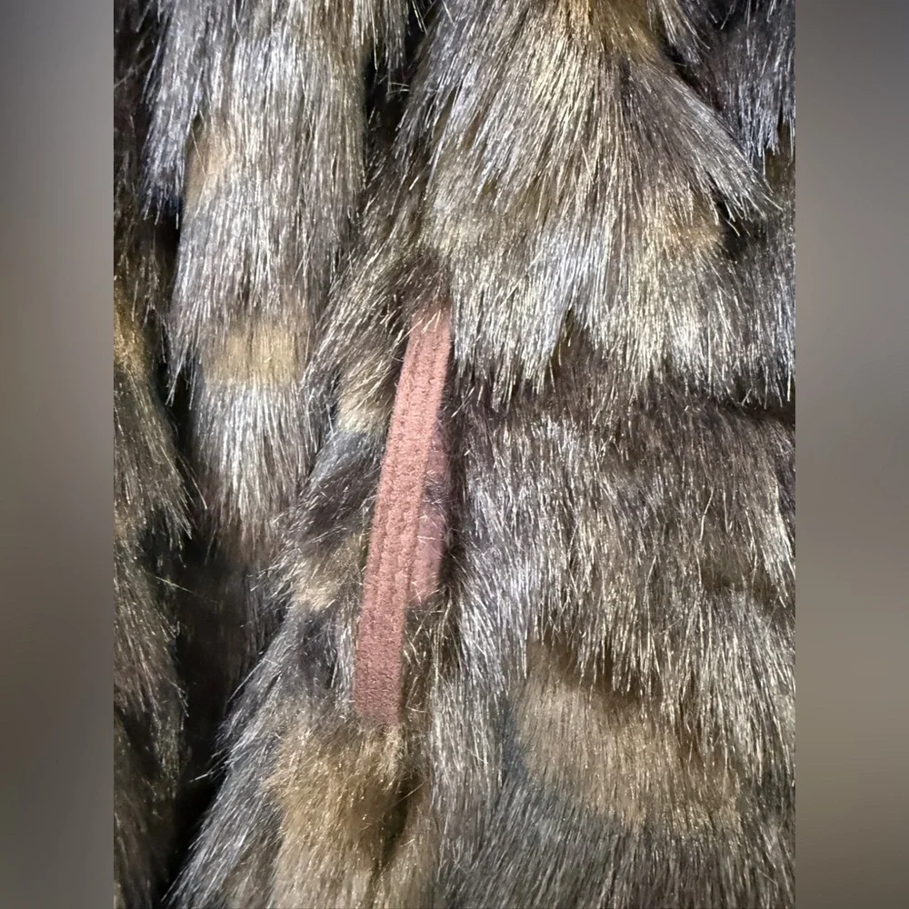 Laundry by Shelli Segal Faux Fur Brown Hooded Winter Coat Size M NWT